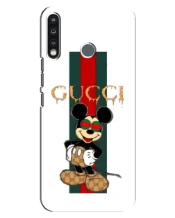 Чехол для TECNO Spark 4 с картинкой «Микки Маус Gucci — полосы»