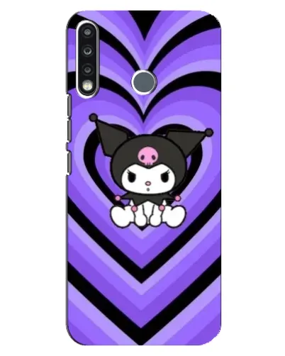 Чехол для TECNO Spark 4 с картинкой «Kuromi и фиолетовые сердца»