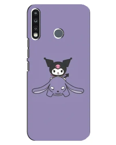Чехол для TECNO Spark 4 с картинкой «Kuromi на лиловом фоне»