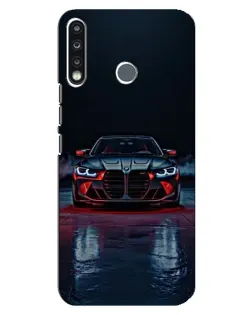 Чехол для TECNO Spark 4 с картинкой «BMW на мокрой дороге»