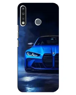 Чехол для TECNO Spark 4 с картинкой «Голубая BMW M4»