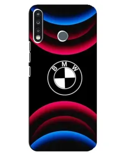 Чехол для TECNO Spark 4 с картинкой «Логотип BMW и неоновые дуги»