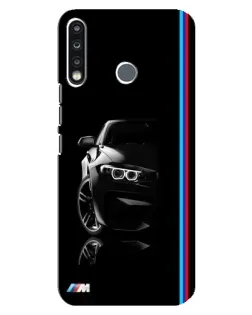 Чехол для TECNO Spark 4 с картинкой «Силуэт BMW в темноте»