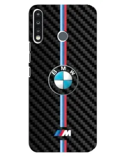 Чехол для TECNO Spark 4 с картинкой «Эмблема BMW и карбон»