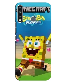 Чехол для TECNO Spark 4 с картинкой «Губка Боб Minecraft»