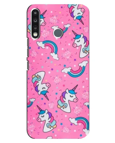 Чехол для TECNO Spark 4 с картинкой «Unicorn паттерн розовый»