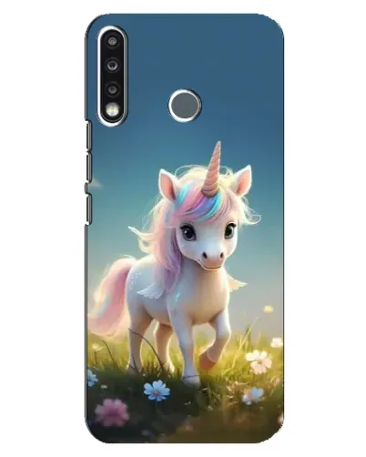 Чехол для TECNO Spark 4 с картинкой «Единорог на поляне»