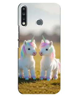 Чехол для TECNO Spark 4 с картинкой «Пара единорогов»