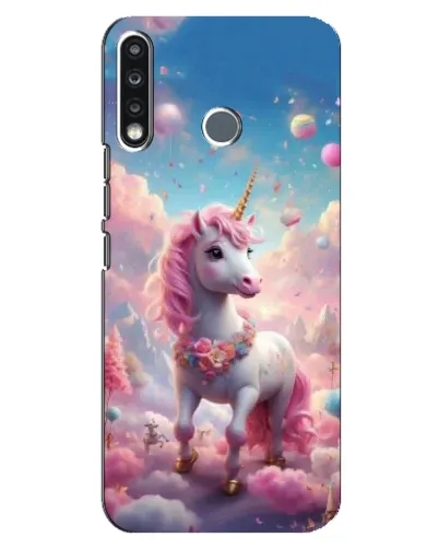 Чехол для TECNO Spark 4 с картинкой «Единорог среди облаков»