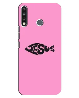 Чехол для TECNO Spark 4 с картинкой «Розовый символ  Jesus»