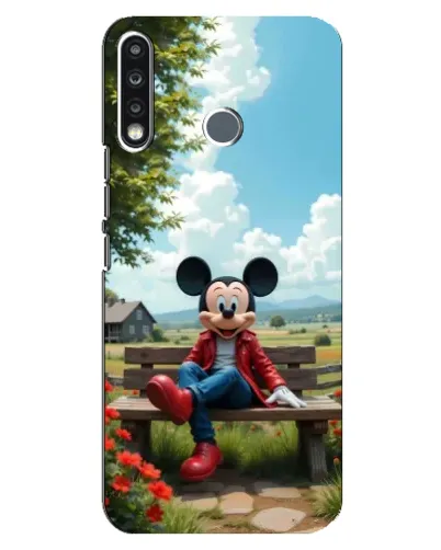 Чехол для TECNO Spark 4 с картинкой «Микки на скамейке»
