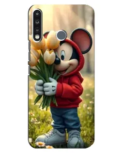 Чехол для TECNO Spark 4 с картинкой «Микки с тюльпанами»