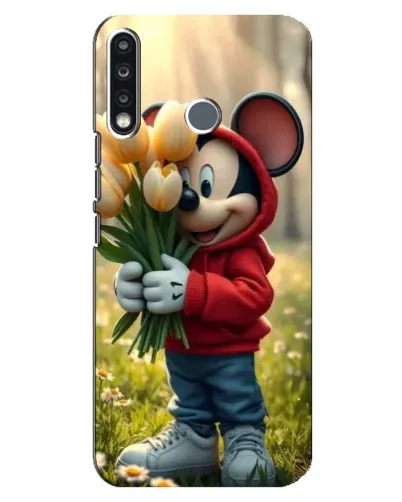 Чехол для TECNO Spark 4 с картинкой «Микки с тюльпанами»