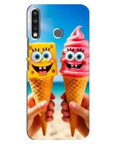Чохол для TECNO Spark 4 з картинкою «Спанч Боб морозиво» Чохол для TECNO Spark 4 з картинкою «Спанч Боб морозиво»