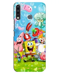 Чохол для TECNO Spark 4 з картинкою «Губка Боб та друзі»