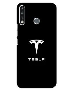 Чехол для TECNO Spark 4 с картинкой «Tesla White Logo»