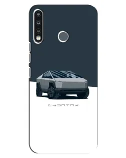 Чехол для TECNO Spark 4 с картинкой «Серебристый Cybertruck Tesla»