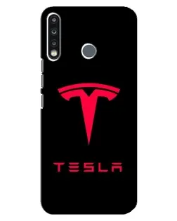 Чехол для TECNO Spark 4 с картинкой «Tesla Red Logo»