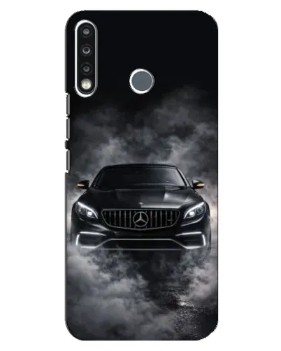Чехол для TECNO Spark 4 с картинкой «Mercedes в дыму»