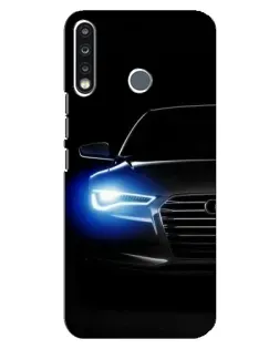 Чехол для TECNO Spark 4 с картинкой «Неоновый взгляд Audi»