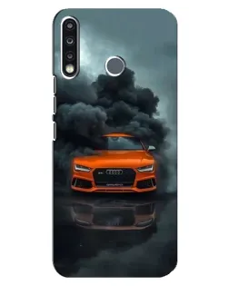 Чехол для TECNO Spark 4 с картинкой «Audi в облаках дыма»