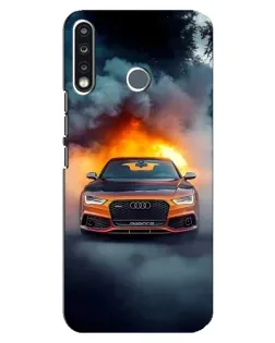 Чехол для TECNO Spark 4 с картинкой «Audi в огненном дыму»