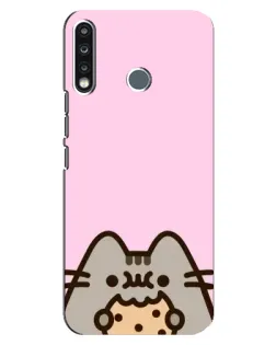 Чехол для TECNO Spark 4 с картинкой «Pusheen и печенье»