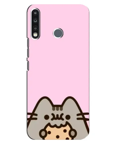 Чехол для TECNO Spark 4 с картинкой «Pusheen и печенье»