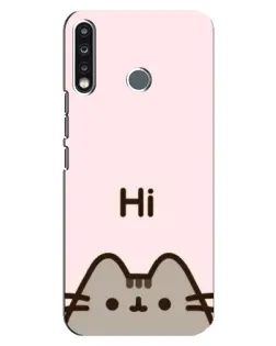 Чехол для TECNO Spark 4 с картинкой «Пушин говорит Hi»