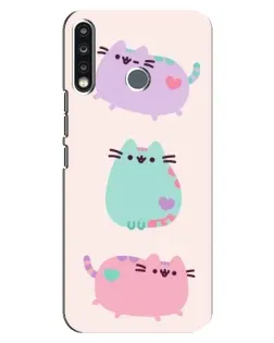 Чехол для TECNO Spark 4 с картинкой «Pusheen трио»