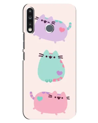 Чехол для TECNO Spark 4 с картинкой «Pusheen трио»