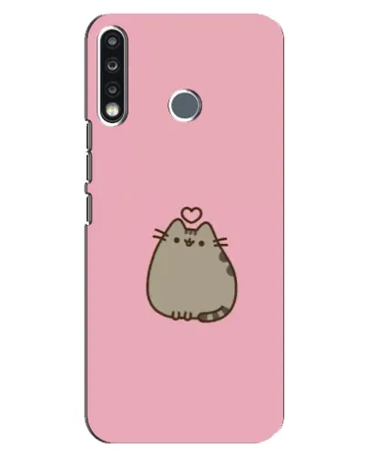 Чехол для TECNO Spark 4 с картинкой «Pusheen сердце»