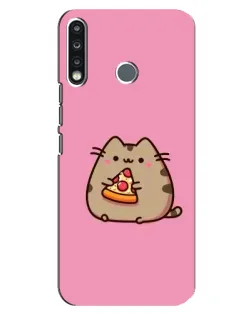Чехол для TECNO Spark 4 с картинкой «Пушин с пиццей»