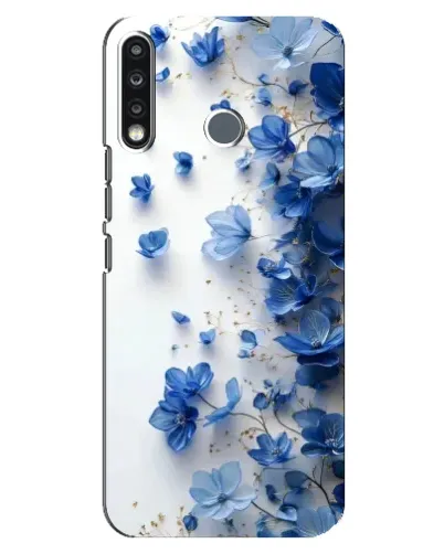 Чехол для TECNO Spark 4 с картинкой «Голубой цветочный каскад»