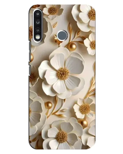 Чехол для TECNO Spark 4 с картинкой «Белие бумажние  цвети»
