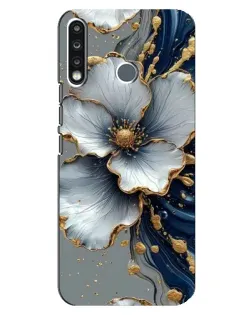 Чехол для TECNO Spark 4 с картинкой «Белый цветок и золотой флюид» Чехол для TECNO Spark 4 с картинкой «Белый цветок и золотой флюид»