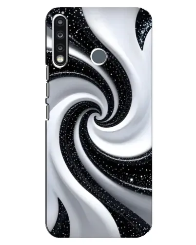 Чехол для TECNO Spark 4 с картинкой «Черно-белая спираль»