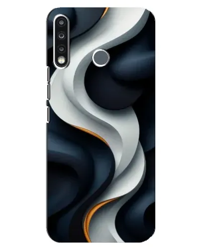 Чехол для TECNO Spark 4 с картинкой «Объемные черно-белые ленты»