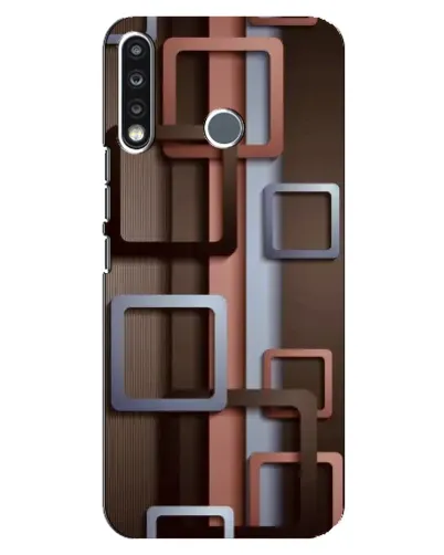Чехол для TECNO Spark 4 с картинкой «Коричневые объемные квадраты»