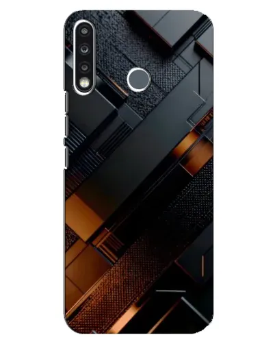 Чехол для TECNO Spark 4 с картинкой «Черные геометрические блоки»