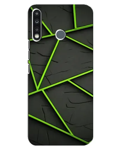 Чехол для TECNO Spark 4 с картинкой «Зеленые геометрические линии»