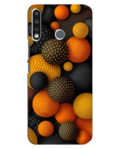 Чехол для TECNO Spark 4 с картинкой «Объемные оранжевые сферы»