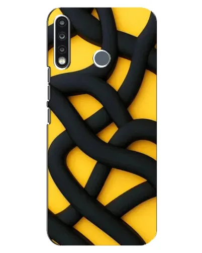 Чехол для TECNO Spark 4 с картинкой «Черное желтое переплетение»