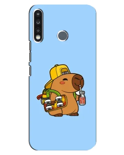 Чехол для TECNO Spark 4 с картинкой «Капибара на скейте»
