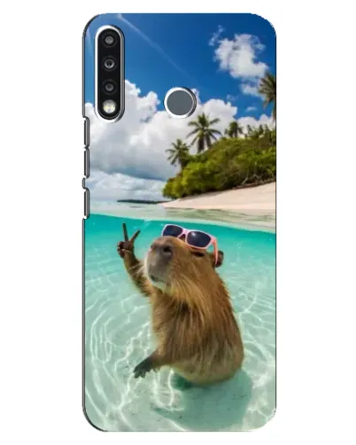 Чехол для TECNO Spark 4 с картинкой «Капибара на море»