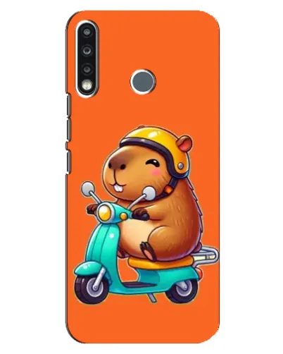 Чехол для TECNO Spark 4 с картинкой «Капибара на скутере»