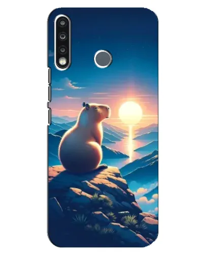 Чехол для TECNO Spark 4 с картинкой «Закат солнца с капибарой»