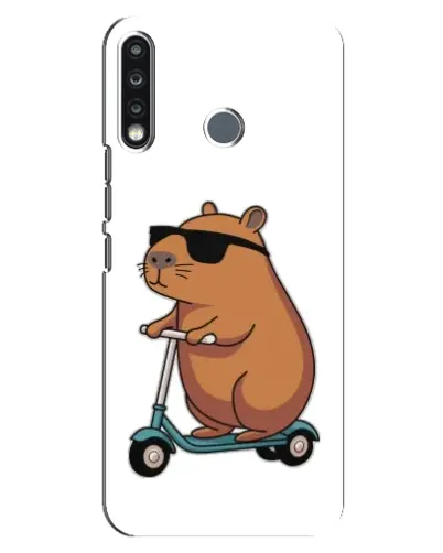 Чехол для TECNO Spark 4 с картинкой «Капибара на самокате»