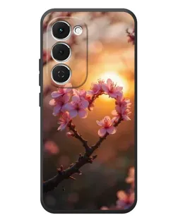 Чехол для TECNO Spark 40 Pro Plus с картинкой «Розовый цвет сердце на фоне заката»