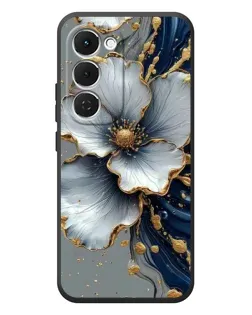 Чехол для TECNO Spark 40 Pro Plus с картинкой «Белый цветок и золотой флюид»